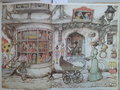Anton Pieck borduren - De Speelgoedwinkel, maand 10 afmeting 54 x 36 cm